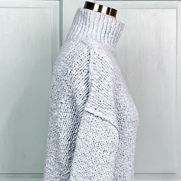 Anthropologie The Need-It Slouchy Pullover Sweater Oversized Mock Neck Blue XSP - Picture 7 of 12